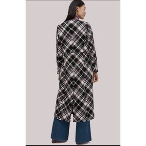 Kate Spade New York Plaid Bouclé Long Coat Wool Blend Coat Size 10 NEW!